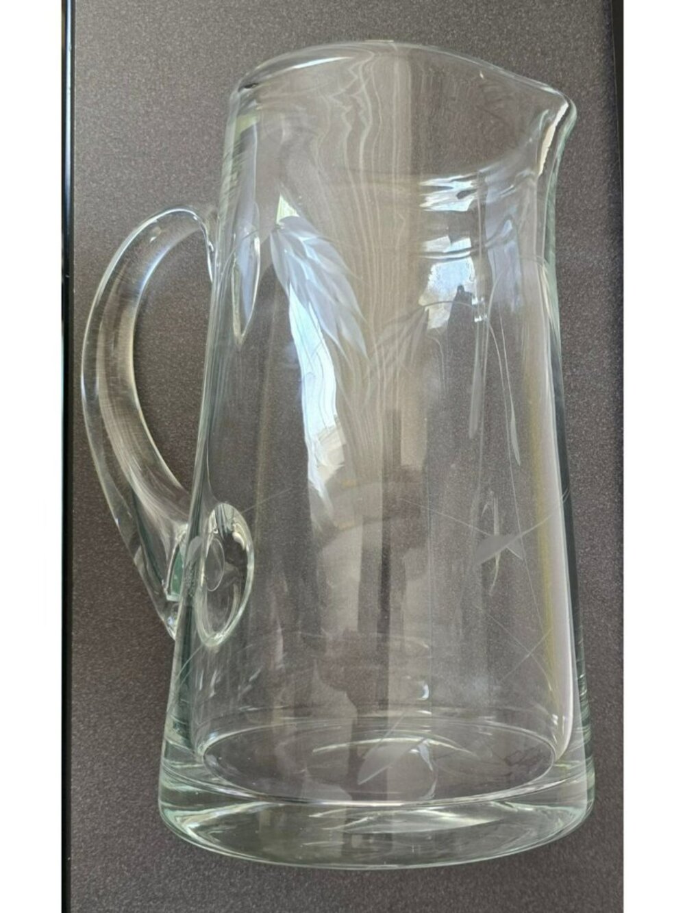 Wheat Glass Pitcher Vintage Elegant Water Brunch Server Large 8.25" VL5124